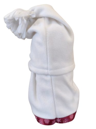 Aztadejó Karácsonyi Manó 30 cm fehér ruhában piros felirattal, fagyönggyel