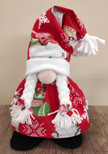 Aztadejó Karácsonyi Manó Orrmanó 30 cm piros karácsonyi szoknyás lány manó