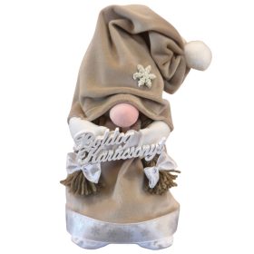   Aztadejó Karácsonyi Manó 30 cm barna ruhában fehér felirattal