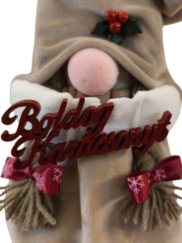 Aztadejó Karácsonyi Manó 30 cm barna ruhában piros felirattal