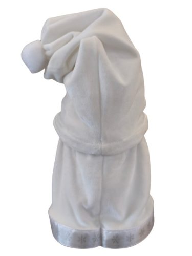 Aztadejó Karácsonyi Manó 30 cm fehér ruhában, barna felirattal, csillagokkal