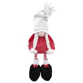   Aztadejó Manó Orrmanó 55 cm piros pöttyös szoknyás lány manó