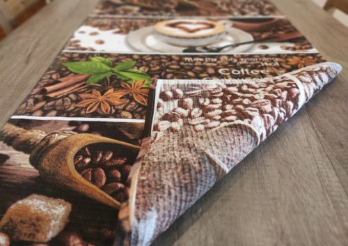 Aztadejó Kávé mintás asztali futó Black breakfast 50x100 cm