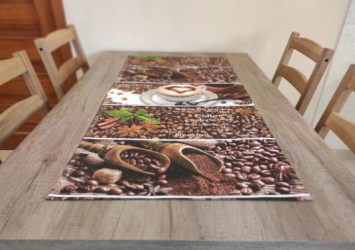 Aztadejó Kávé mintás asztali futó Black breakfast 50x100 cm