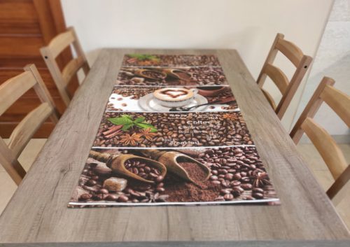 Aztadejó Kávé mintás asztali futó Black breakfast 50x100 cm