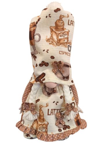 Aztadejó Kávé manó, Orrmanó bézs alapú szoknyában pöttyös masnikkal