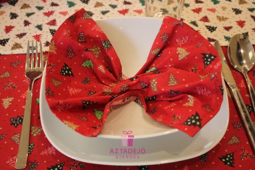 Karácsonyi szalvéta textil 1 db 25x25 cm piros