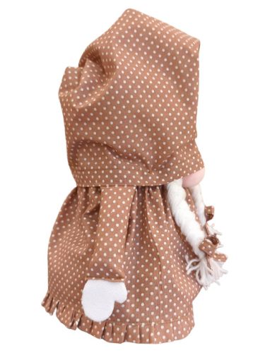 Aztadejó Kávé manó, Orrmanó 30 cm barna pöttyös szoknyás sapkás lány manó