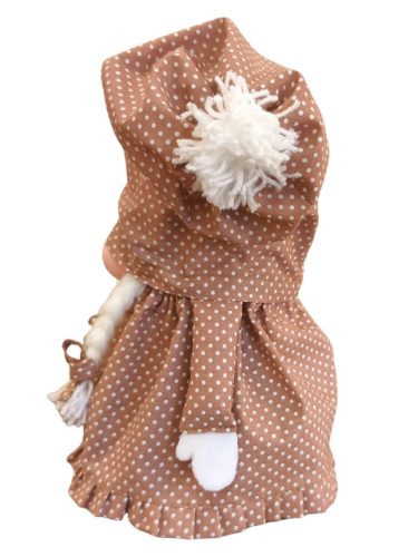 Aztadejó Kávé manó, Orrmanó 30 cm barna pöttyös szoknyás sapkás lány manó