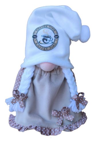 Aztadejó Kávé manó, Orrmanó 30 cm barna szoknyás lány manó