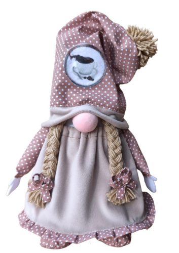 Aztadejó Kávé manó, Orrmanó 30 cm barna szoknyás lány manó