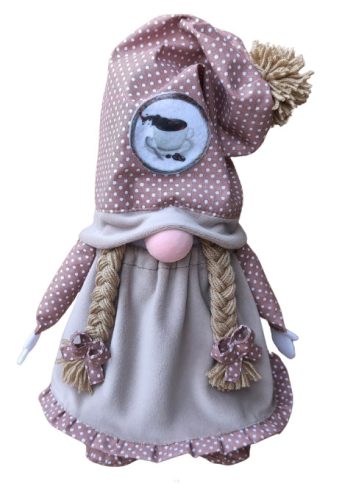 Aztadejó Kávé manó, Orrmanó 30 cm barna szoknyás lány manó