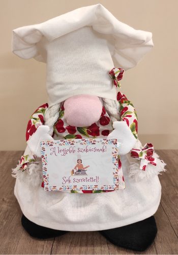 Aztadejó Manó Orrmanó 26 cm szakács lány manó meggyes kötényben