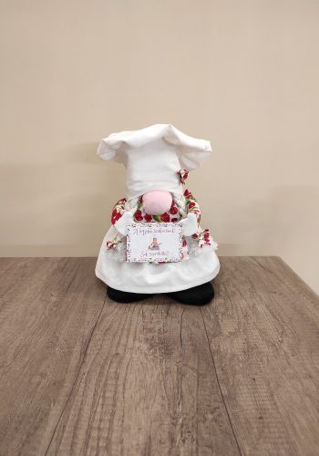 Aztadejó Manó Orrmanó 26 cm szakács lány manó meggyes kötényben