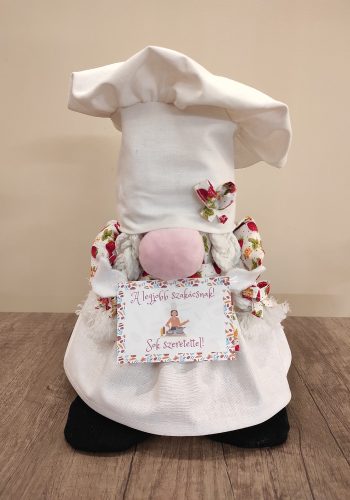 Aztadejó Manó Orrmanó 26 cm szakács lány manó epres kötényben