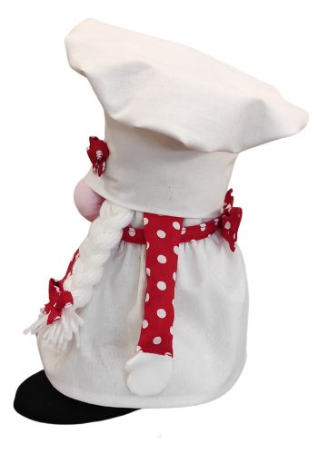 Aztadejó Manó Orrmanó 26 cm szakács lány manó piros pöttyös kötényben