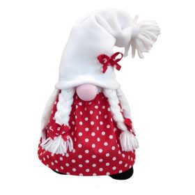   Aztadejó Manó, Orrmanó 30 cm piros pöttyös szoknyás lány manó