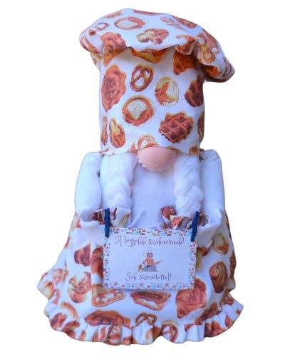 Aztadejó Manó Orrmanó 26 cm szakács lány manó péksütis ruhában