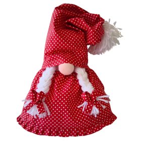   Aztadejó Manó, Orrmanó 30 cm piros fehér tűpettyes szoknyás lány manó