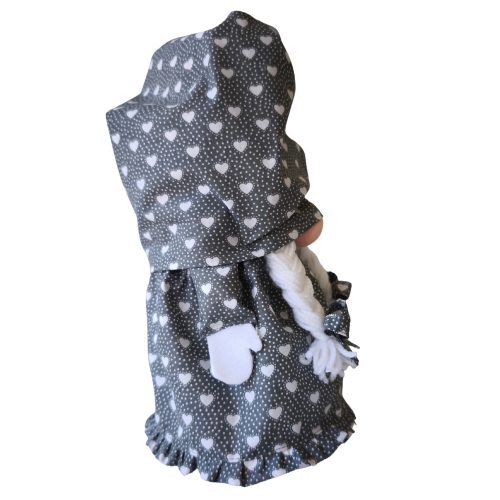 Aztadejó Manó, Orrmanó 30 cm szürke fehér szivecskés szoknyás lány manó