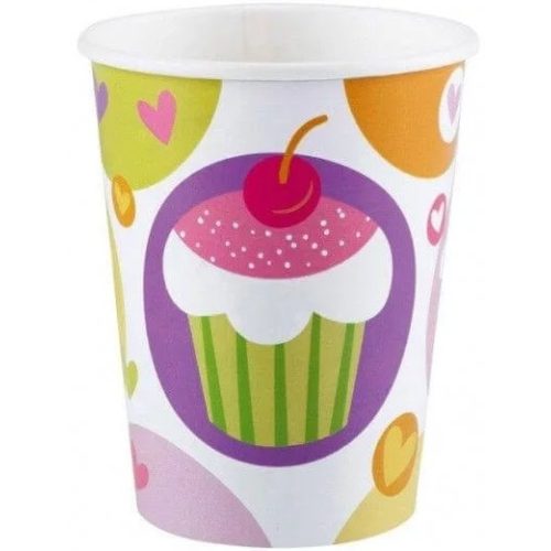 Cupcake, muffin mintás papír pohár, 250ml, 8db/cs