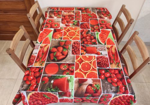 Aztadejó piros gyümölcsös asztalterítő 120x150 cm