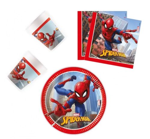 Spiderman Crime Fighter, Pókember party szett 36 db-os 20 cm-es tányérral