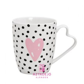 Pöttyös bögre rózsaszín szív