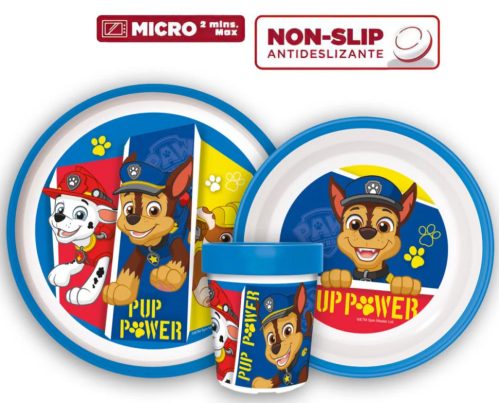Mancs Őrjárat Pup Power csúszásmentes étkészlet, micro műanyag szett