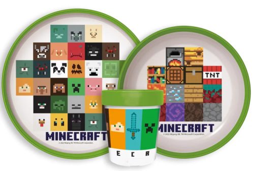 Minecraft Crafters csúszásmentes étkészlet, micro műanyag szett