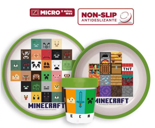 Minecraft Crafters csúszásmentes étkészlet, micro műanyag szett