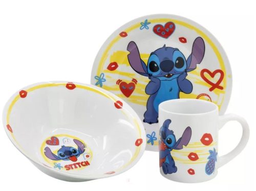 Disney Lilo és Stitch, A csillagkutya Heart porcelán étkészlet Díszdobozban