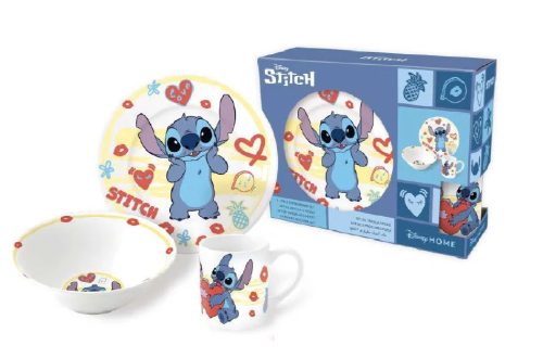 Disney Lilo és Stitch, A csillagkutya Heart porcelán étkészlet Díszdobozban