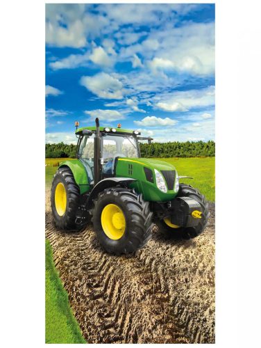 Zöld traktoros törölköző 70x140 cm