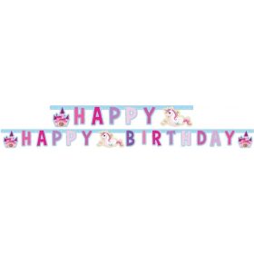 Unikornis Happy Birthday felirat 