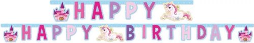 Unikornis Happy Birthday felirat 