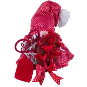   Aztadejó Valentin-napi manó piros fehér tűpettyes szoknyában – „Szeretlek” szívvel