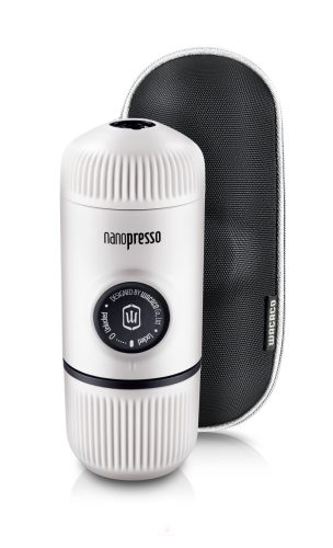 Wacaco Nanopresso hordozható kávéfőző őrölt kávéhoz, Hidegfehér + kemény védőtok